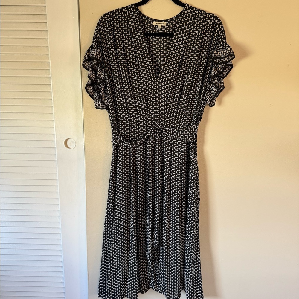 Max Studio Monochrome Polka Dot Midi Dress